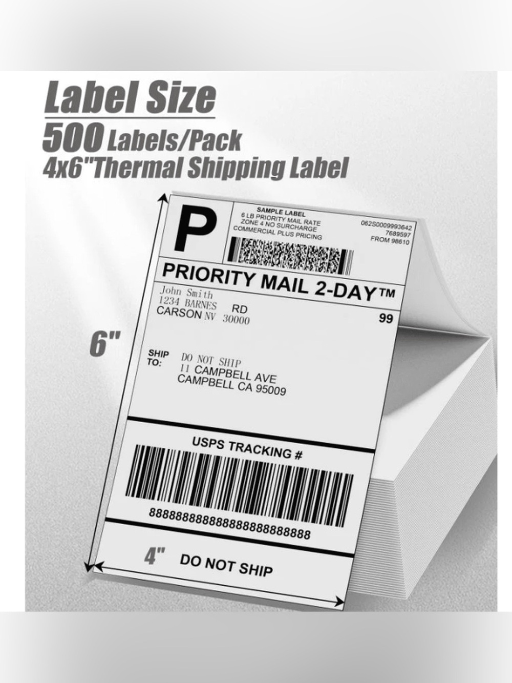 Thermal Shipping Labels 4" x 6" – White - 500 Labels - Picture 2 of 3